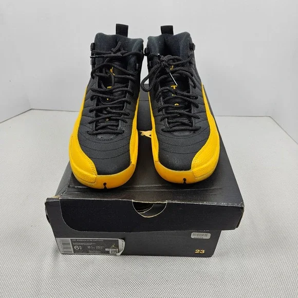 Air Jordan 12 Retro GS University Gold Black 153265-070 Boys Size 6.5Y Sneakers